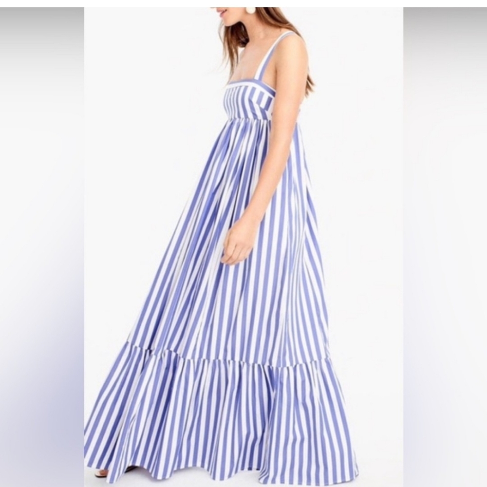 J Crew Thomas Mason striped cotton maxi dress sz 4